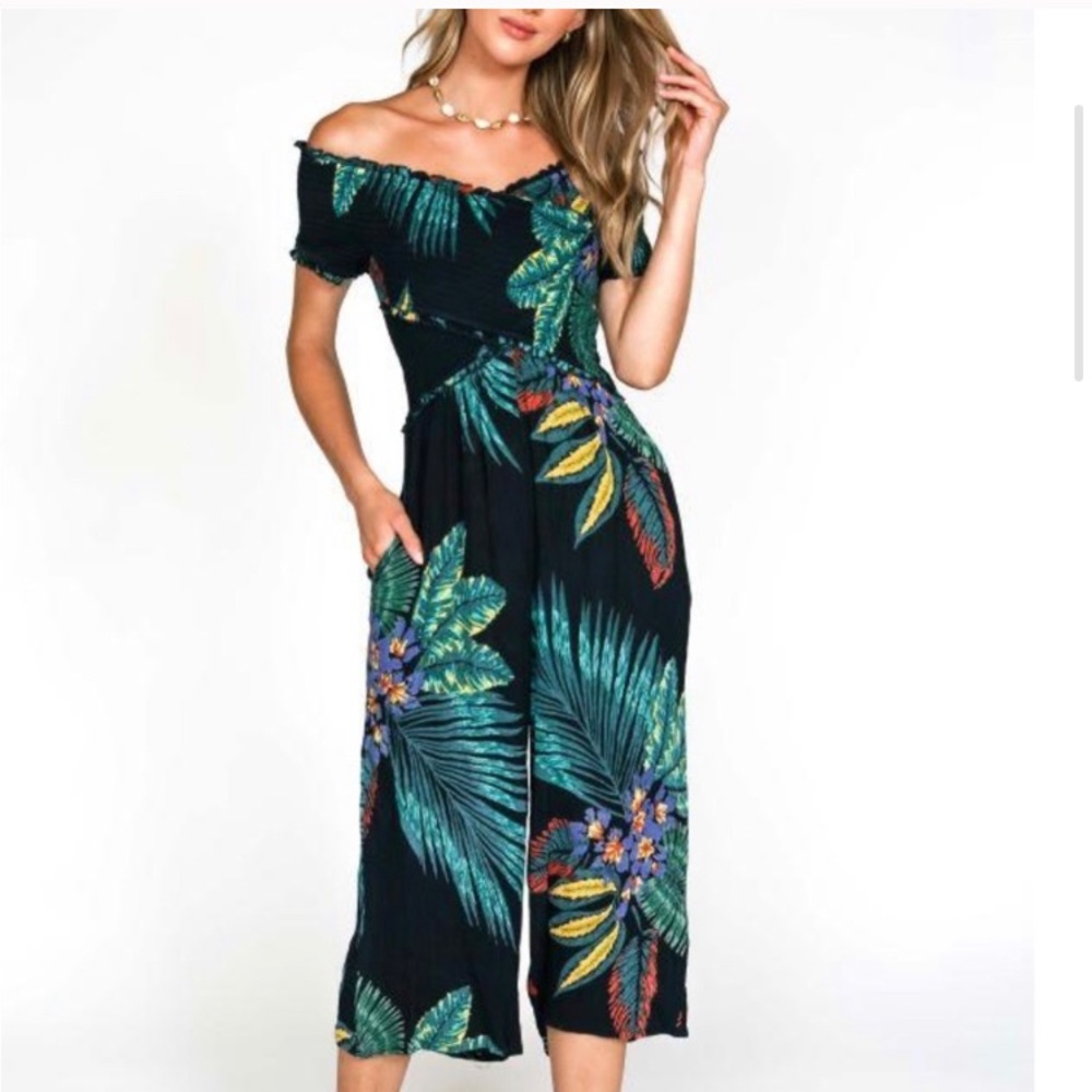 Patrons of peace tropical print jumpsuit.